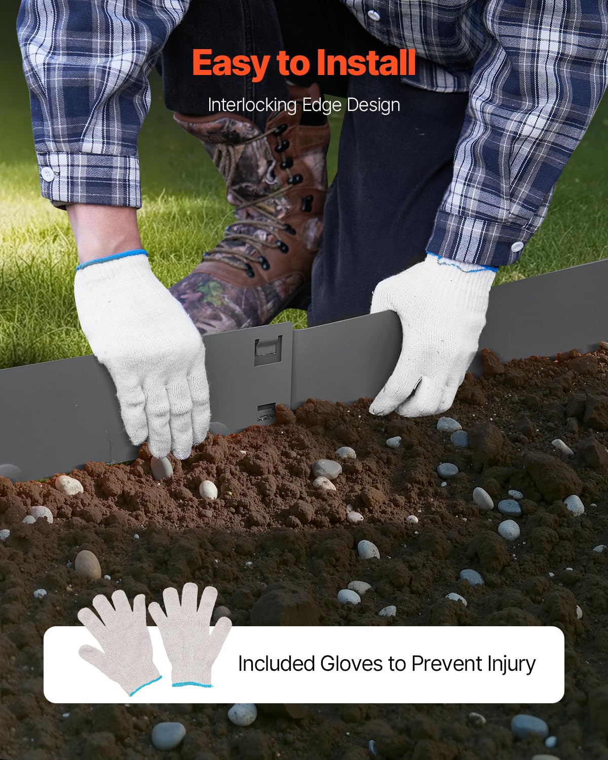 VEVOR Bordatura in Acciaio Metallo Antiruggine per Giardino, Bordatura Pieghevole per Prato Resistente, Facile da Installare, Divisorio Aiuole, Grigio Scuro 5 Pezzi 990 x 207 x 1,5 mm