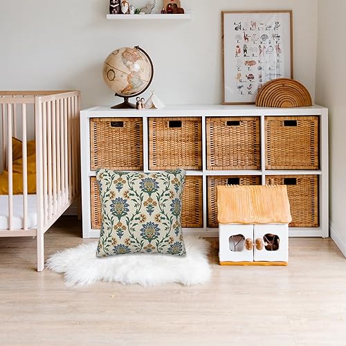 Miniatura 4 de Juego de 2 fundas de almohada suaves con diseño floral vintage de 18 x 18 pulgadas, con motivos turcos tradicionales modernos, fundas de almohada