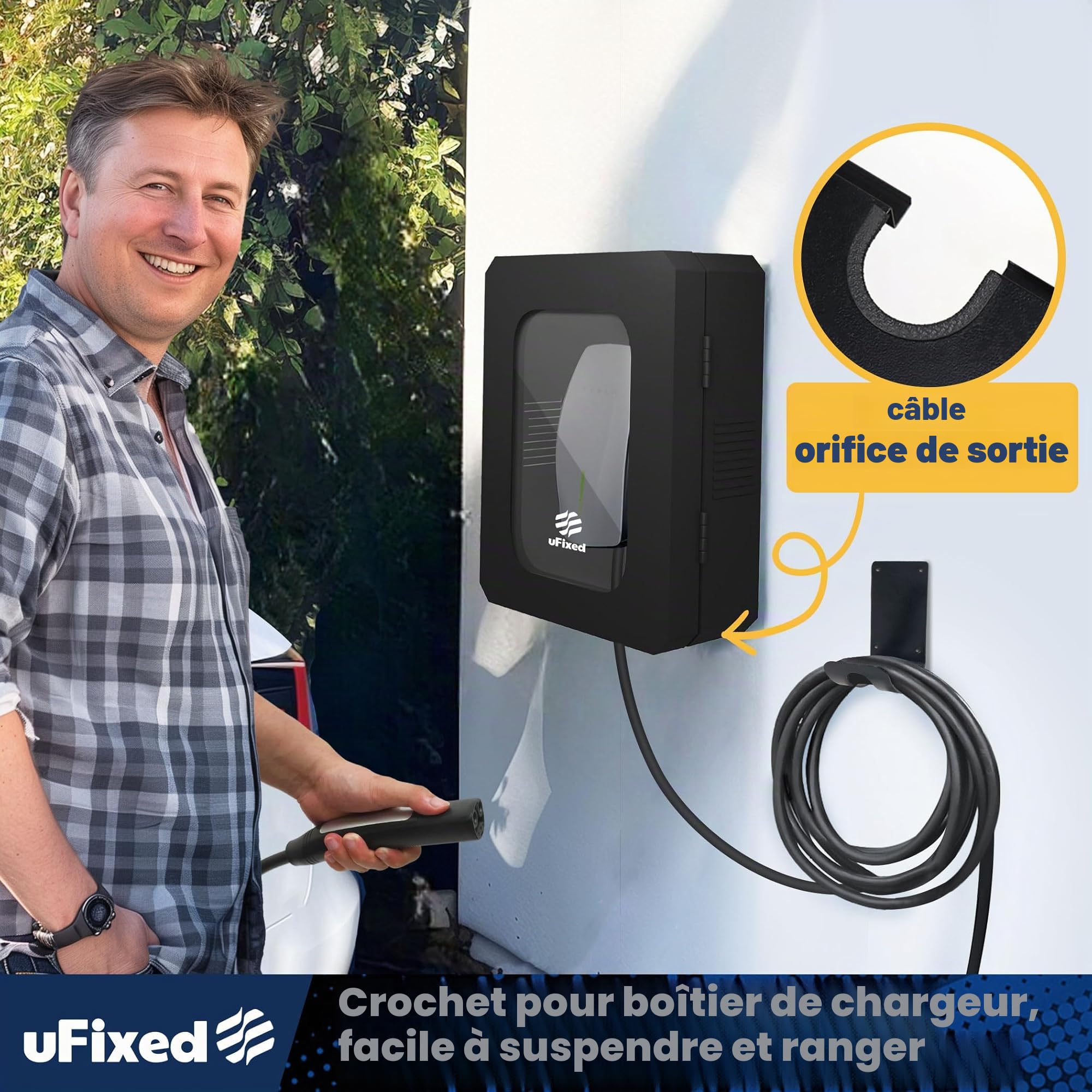 Boîtier Super Charge Tesla Armoire Wallbox Borne de Recharge Tesla Protection Contre les Intempéries, Anticorrosion, Visible, Durable, Noir