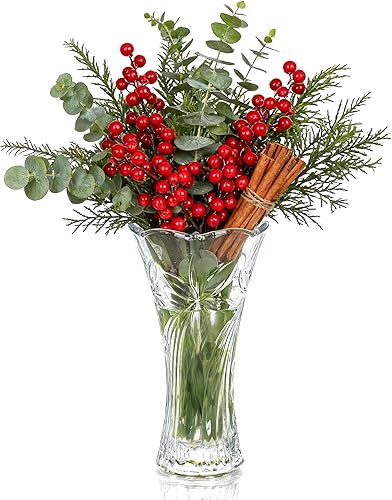 kanpura Floreros de vidrio de 9 pulgadas para flores, jarrón grande grueso de 2.3 libras para mesas de Navidad, centros de mesa, jarrones de rosas