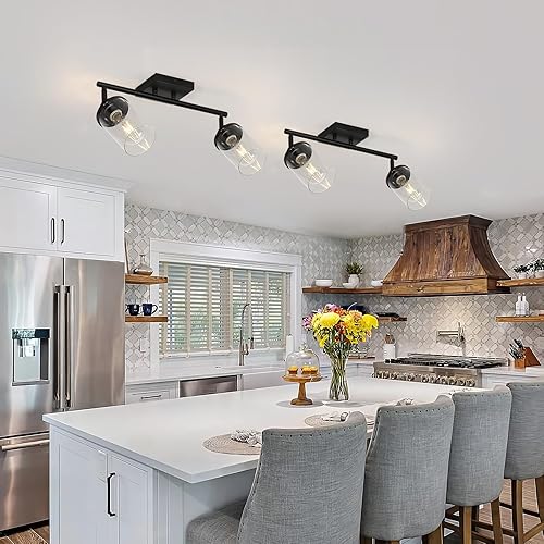 Miniatura 6 de YILYNN 2 luces negras para iluminación de riel, modernas luces de tocador de baño con pantalla de cristal, montaje en paredtecho, focos de techo