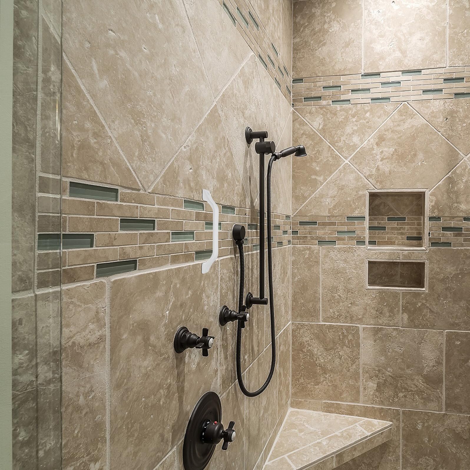 Haltegriff aus Kunststoff für Badewanne und Tür Weiß Sicherheitsgriff mit Komfortablem Halt für Senioren Badezimmer und Treppen