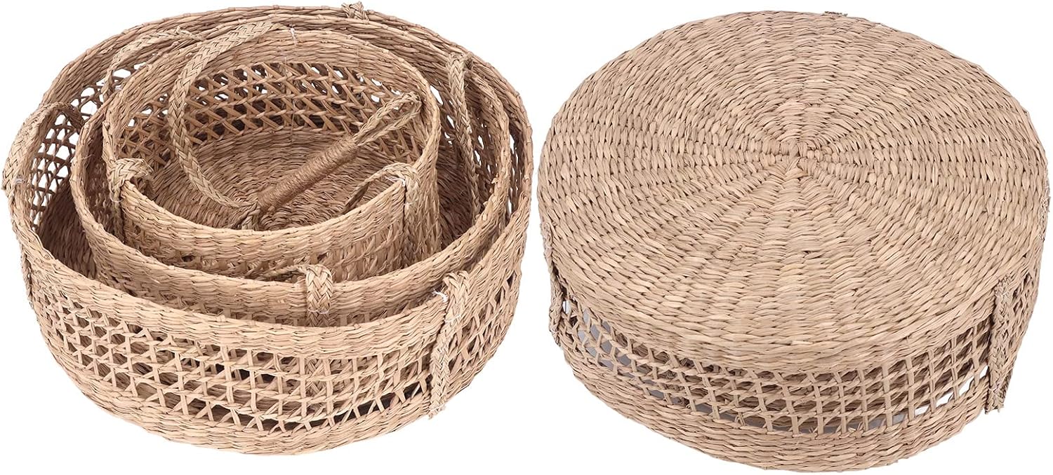 Hanging Fruit Basket 3 Tier, Boho Rattan Wall Vegetable Fruit Baskets for Fruit & Vegetable Storage, Kitchen Decor