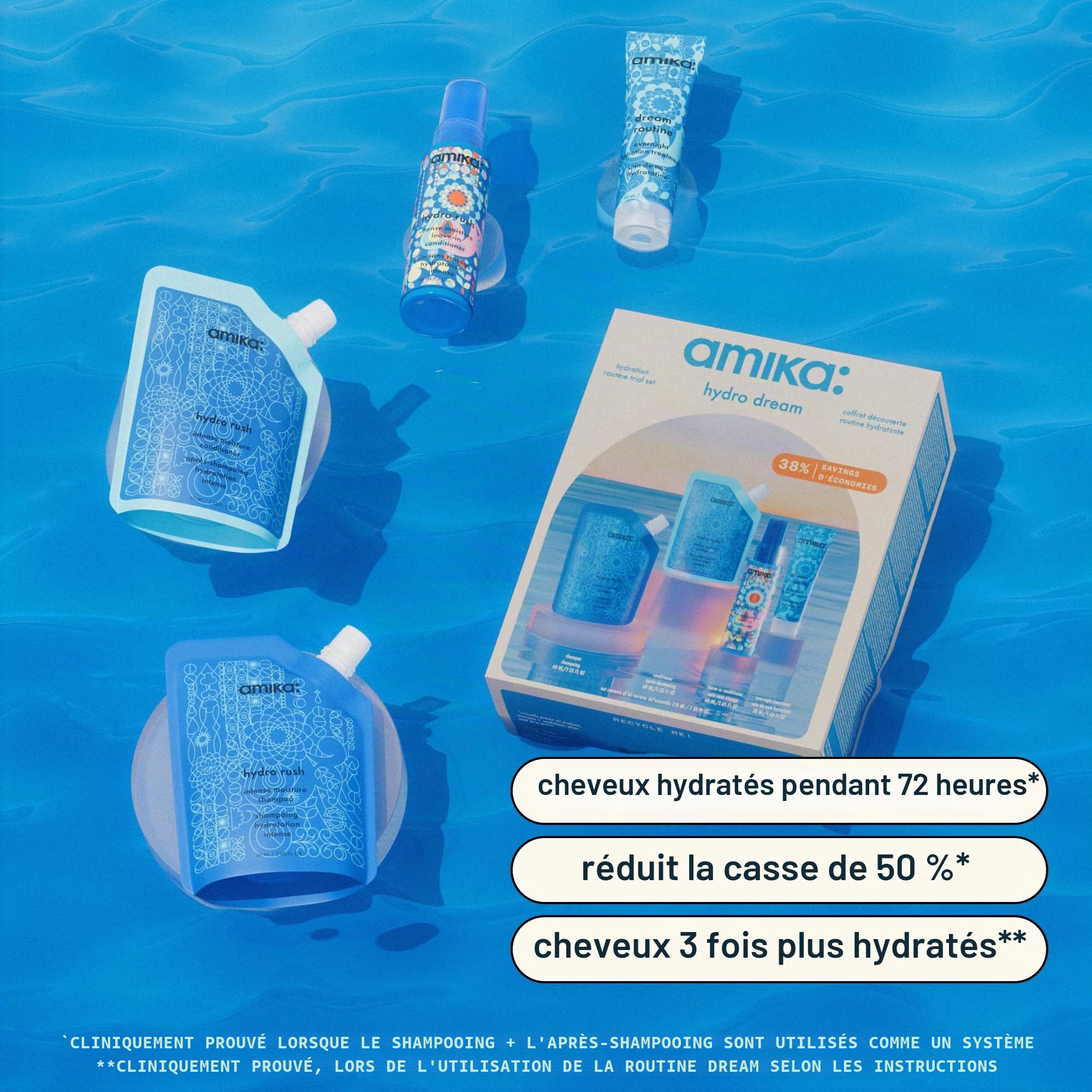 Amika Hydro Dream Lot de 4 essais d'hydratation de routine