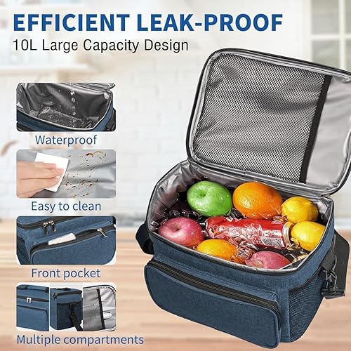 Miniatura 2 de Lonchera térmica para mujeres y hombres, bolsa térmica portátil Bento, lonchera reutilizable, resistente al agua, a prueba de fugas, grande con