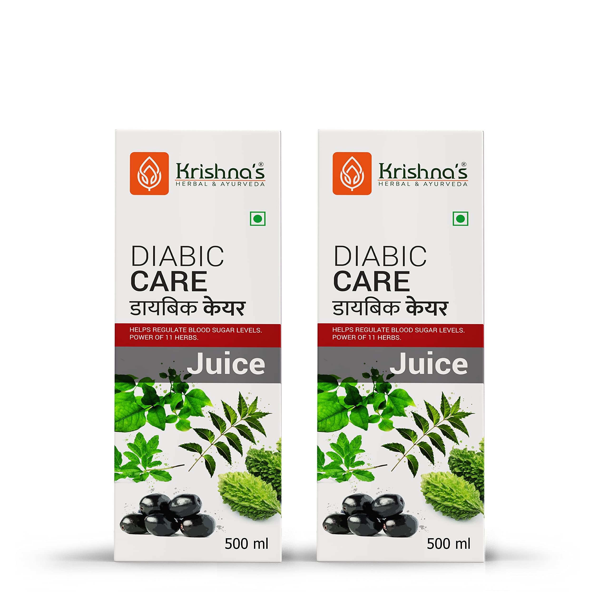 KRISHNA'S HERBAL & AYURVEDA Diabic Care Juice - 500 ml (Pack Of 2) | Blend Of 11 Herbs Methi, Amla, Karela, Jamun, Kutki, Guduchi & 5 Other Herbs To Manage Sugar Levels