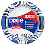 Medium Paper Plates, 8.5 Inch, 64 Count, 3X Stronger*, Heavy Duty, Microwave-Safe, Soak-Proof, Cut Resistant, Disposable Plates For Heavy, Messy Meals