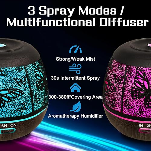 Miniatura 5 de Difusor de aceite esencial para dormitorio, 13.5 fl oz, difusores para el hogar con RC, humidificador de niebla fría, habitación grande, difusor