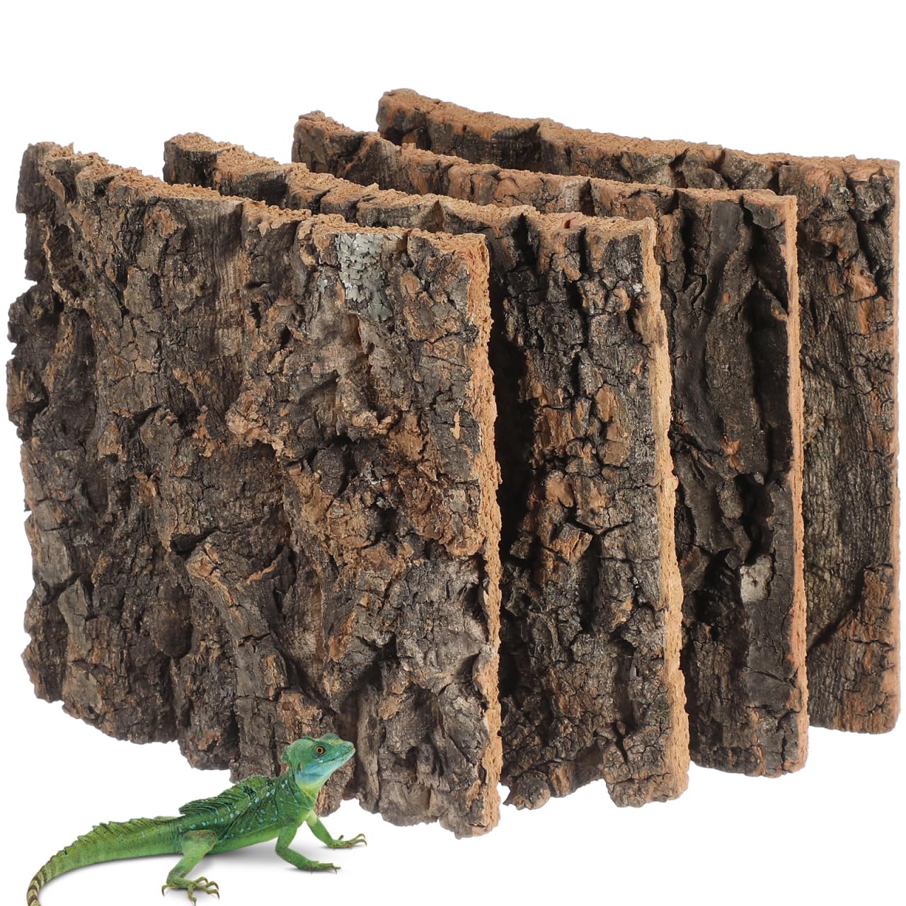 Yardwe Tree Bark Fish Tank Decoration 4 Pcs Aquarium Background for Reptiles and Aquatic Pets Natural Cork Bark Easy to Install 5.9X5.9X0.78 Inch