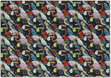 Download Amazon Com Ambesonne Animal Cutting Board Colorful Exotic Birds Cockatoo Flamingo Macaw Parrot Toucan Tropic Wildlife Artwork Decorative Tempered Glass Cutting And Serving Board Small Size Red Grey Kitchen Dining