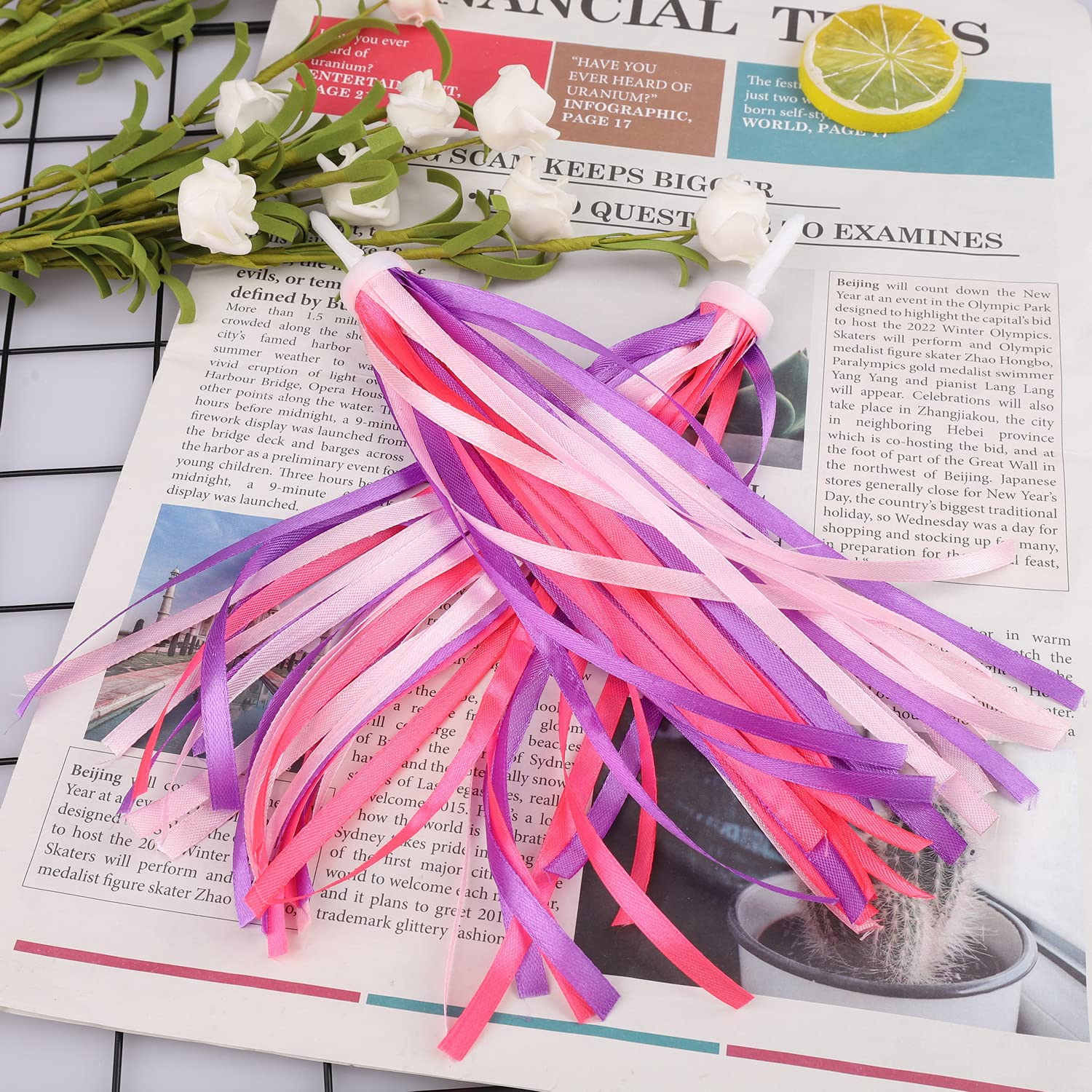 1 Paar Kinderen Fiets Kwastje Lint, Kinderen Scooter Stuur Streamer Fietsgrepen Lint Babydrager Accessoires Gemakkelijk Te Bevestigen Aan Het Stuur