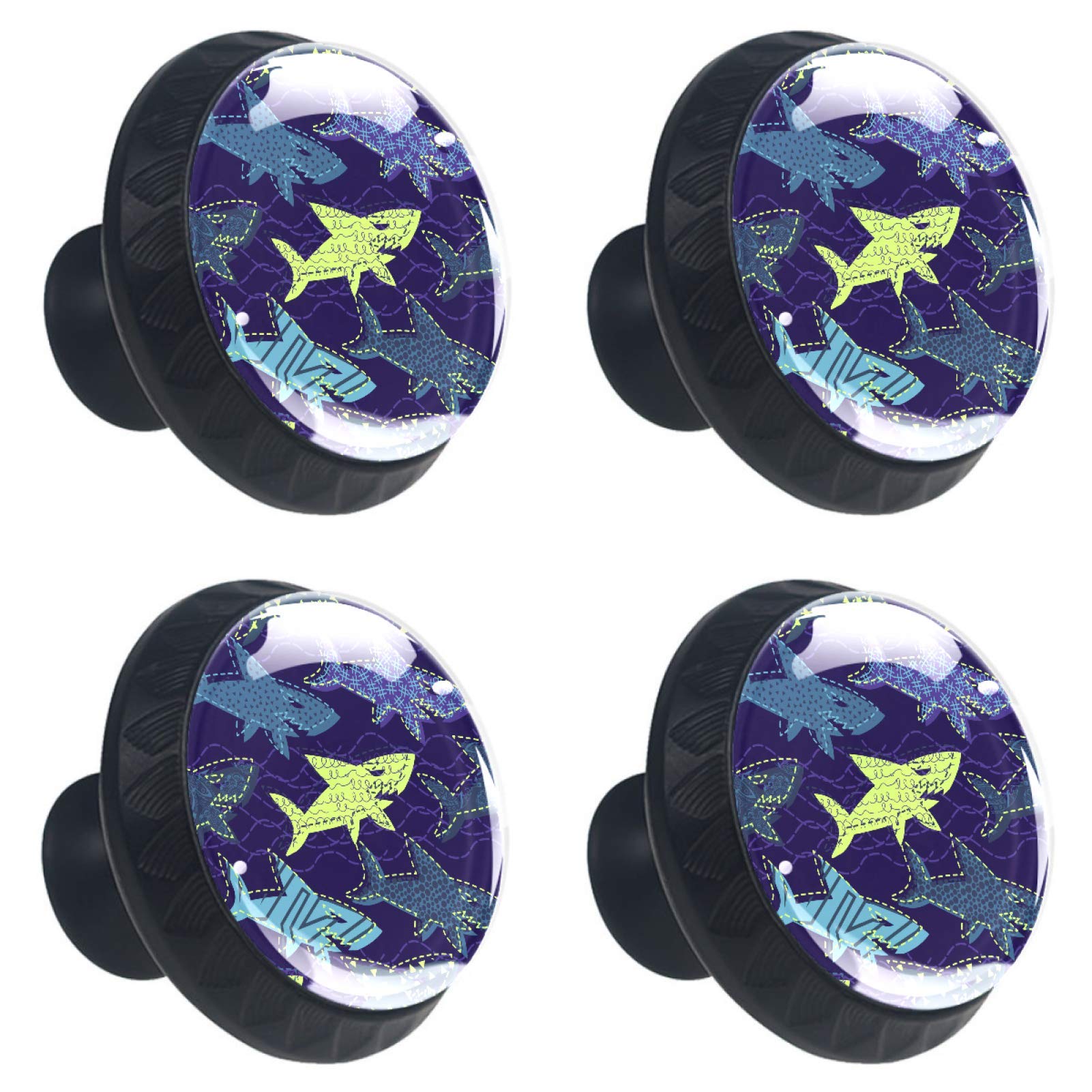 Boutons de tiroir en cristal au motif requin violet pour décorer une chambre d'enfant moderne