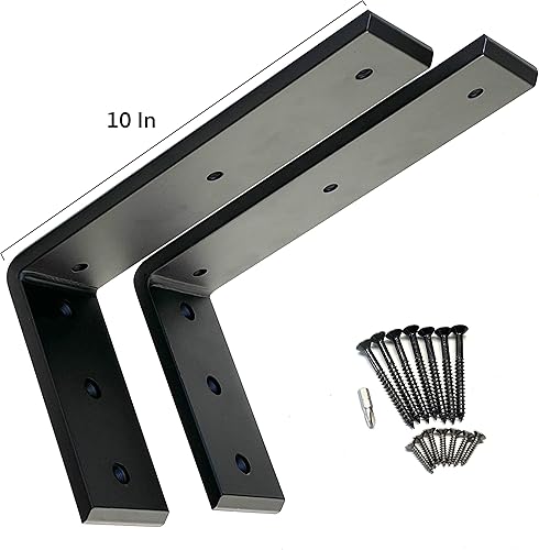 Miniatura 3 de Soportes en L resistentes, soportes de soporte de encimera, soportes de estante, soportes de metal de hierro para repisa (blanco, 10 x 6 x 2 12