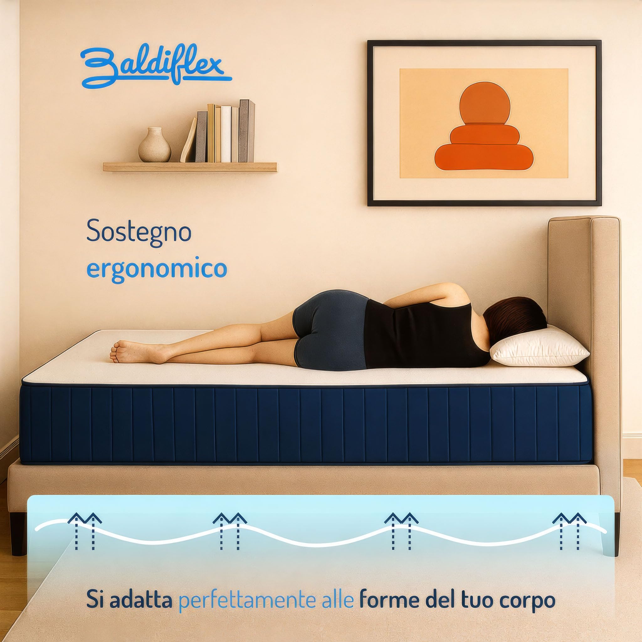 Baldiflex Materasso Memory 20 cm, Matrimoniale 160x190 cm, RelaxOne 20, Ortopedico e Ergonomico, Anallergico e Antibatterico, 100% Made in Italy