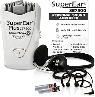 SuperEar Model SE7500 for Seniors - Listening Amplifiers for Seniors & Elderly, Super Ear Personal Sound Amplifier, Sound Amplifier Listening Device and Audio Accessories in 50dB Ambient Sounds Increase
