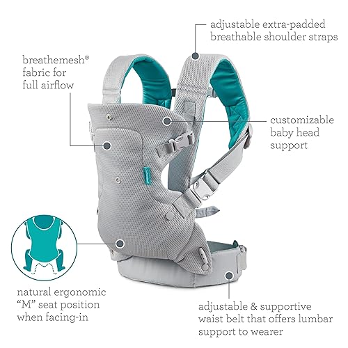 Miniatura 5 de Infantino Flip 4 en 1 ligero y Airy Convertible Carrier - Transpirable, 4 posiciones, soporte lumbar