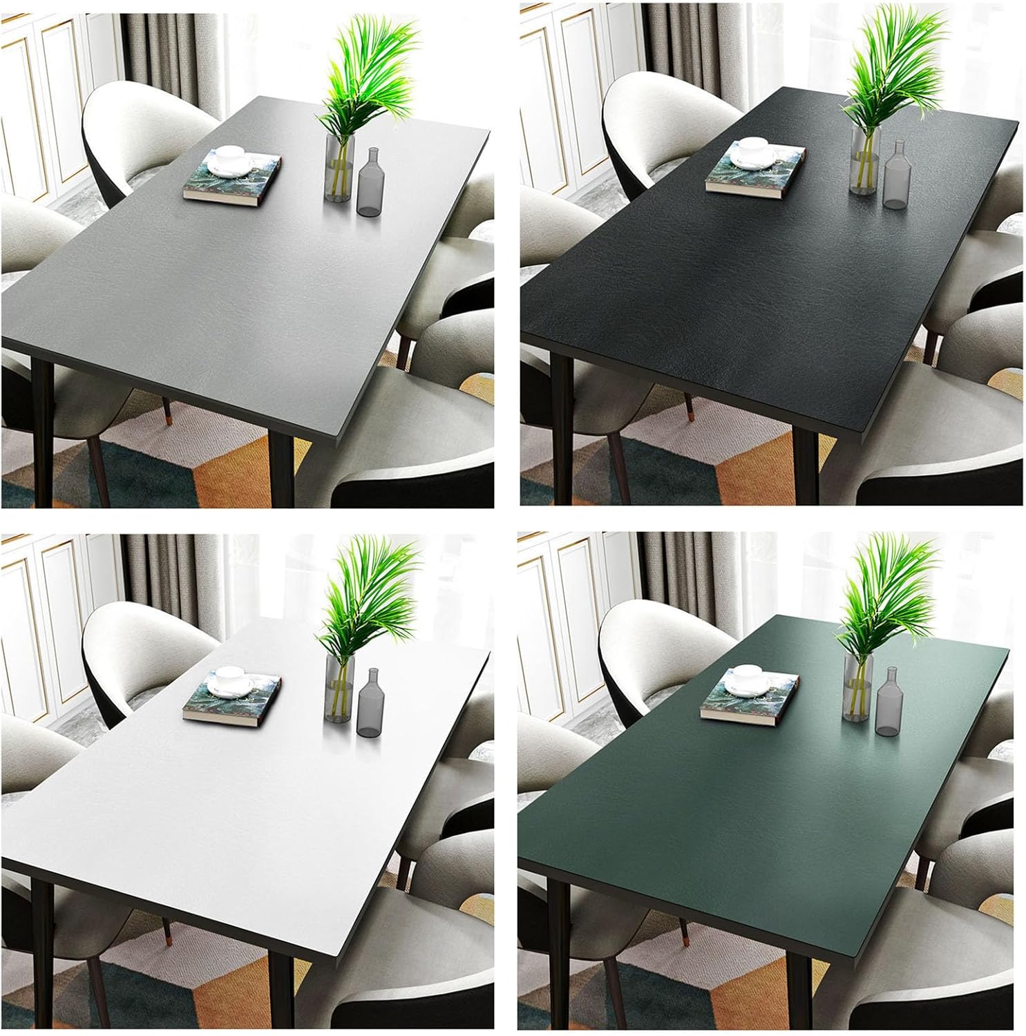 Rectangular Leather Table Cloth Wipeable Tablecloth Large Faux Leather Dinner Table Protector Pad Waterproof Oilproof Heat Resistant Vinyl Fitted Rectangle Thick 2 mm Table Mat (60×120 cm,Green)