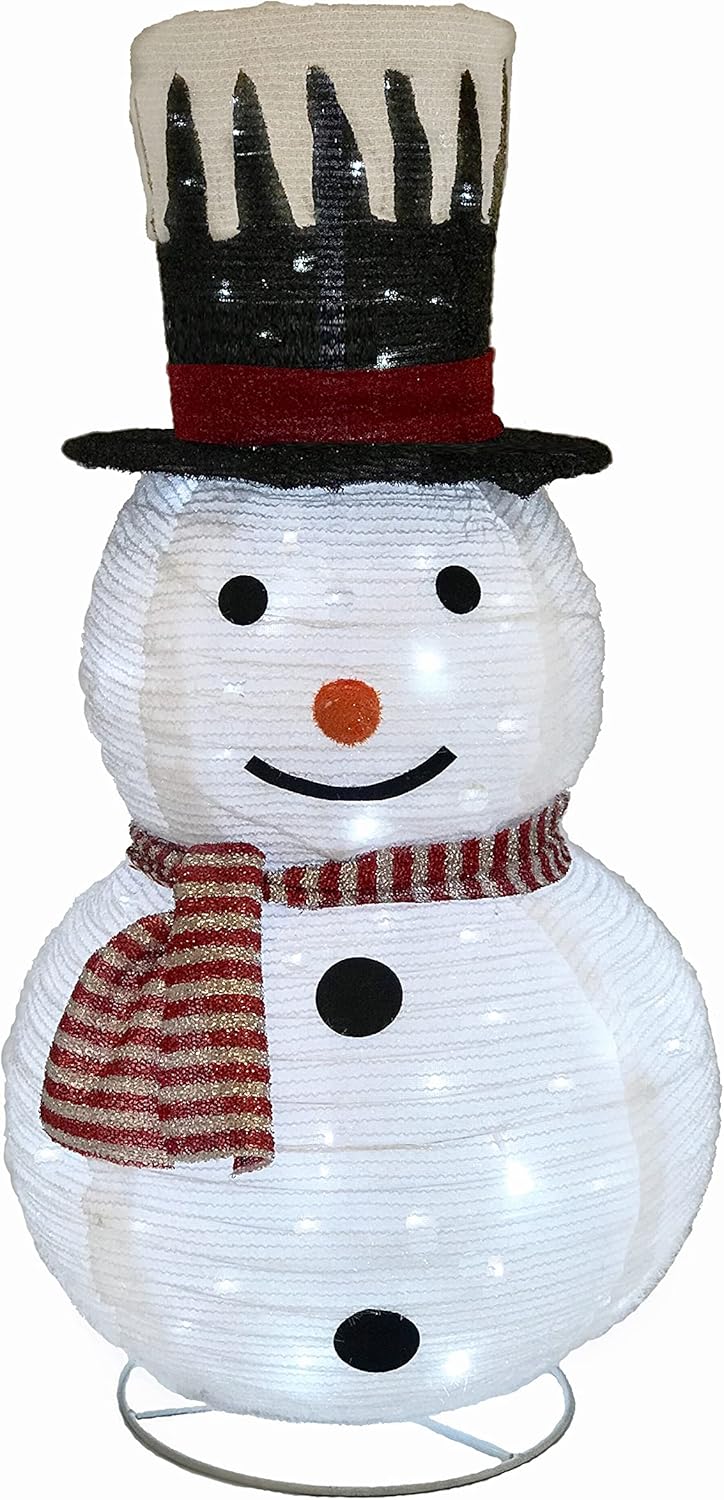 XINGXIN 3FT Iluminated Folding Christmas Cloth Snowman with 45LEDs and Plug-in Power Supply for Indoor/Outdoor Courtyard Holiday Party Decoration : Patio, Lawn & Garden
