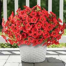 12Bundles 14"Artificial Flowers with Eucalyptus for Front DoorRed