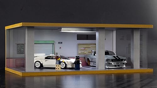 Miniatura 2 de Vitrina de diorama de coche fundido a presión a escala 124 con cubierta acrílica transparente e iluminación LED para modelos de automóviles fundidos