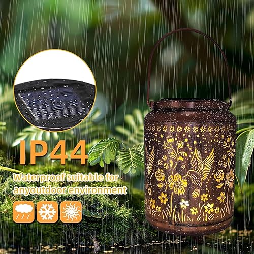 Miniatura 4 de 2 faroles solares de hadas para exteriores, 30 luces LED de vidrio esmerilado para tarro, luces decorativas colgantes para patio al aire libre,