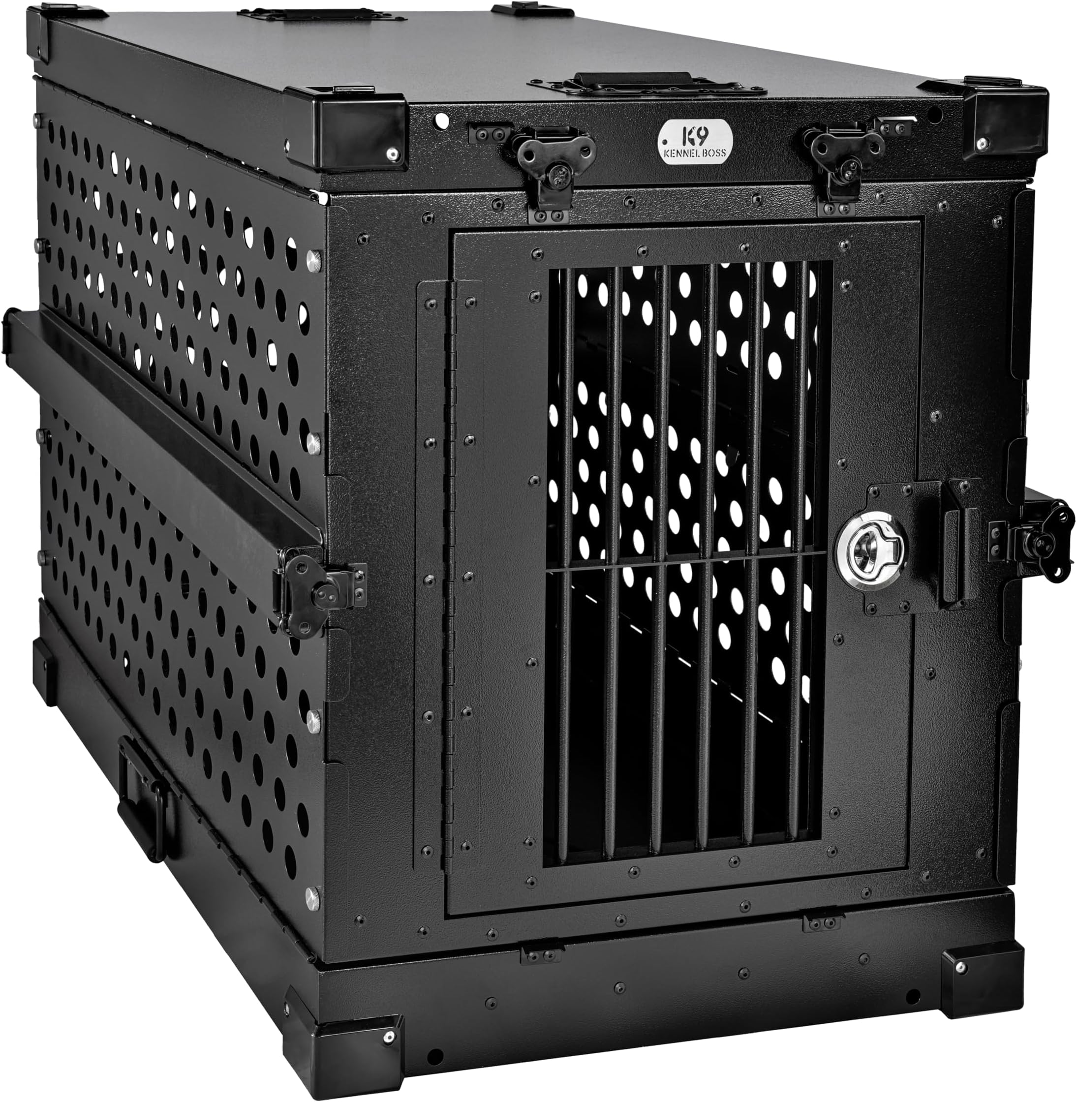 K9 Kennel Boss Aluminum Collapsible Dog Crate, Heavy Duty Folding Kennel - Medium (Black)