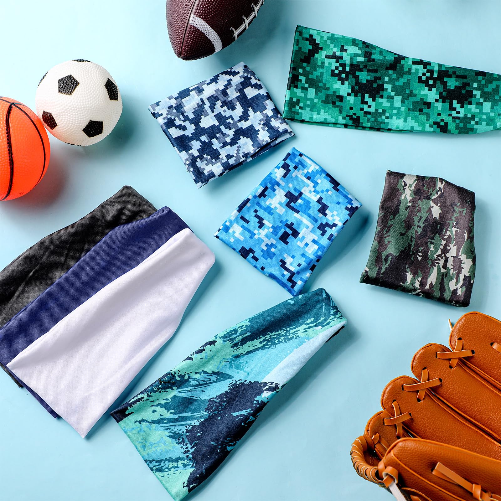 Haull Schweißbänder für Kinder, Jungen, Stirnbänder, athletisch, Baseball, Basketball, Fußball, atmungsaktiv, elastisch, für Sport, Laufen, Training, 8 Stück