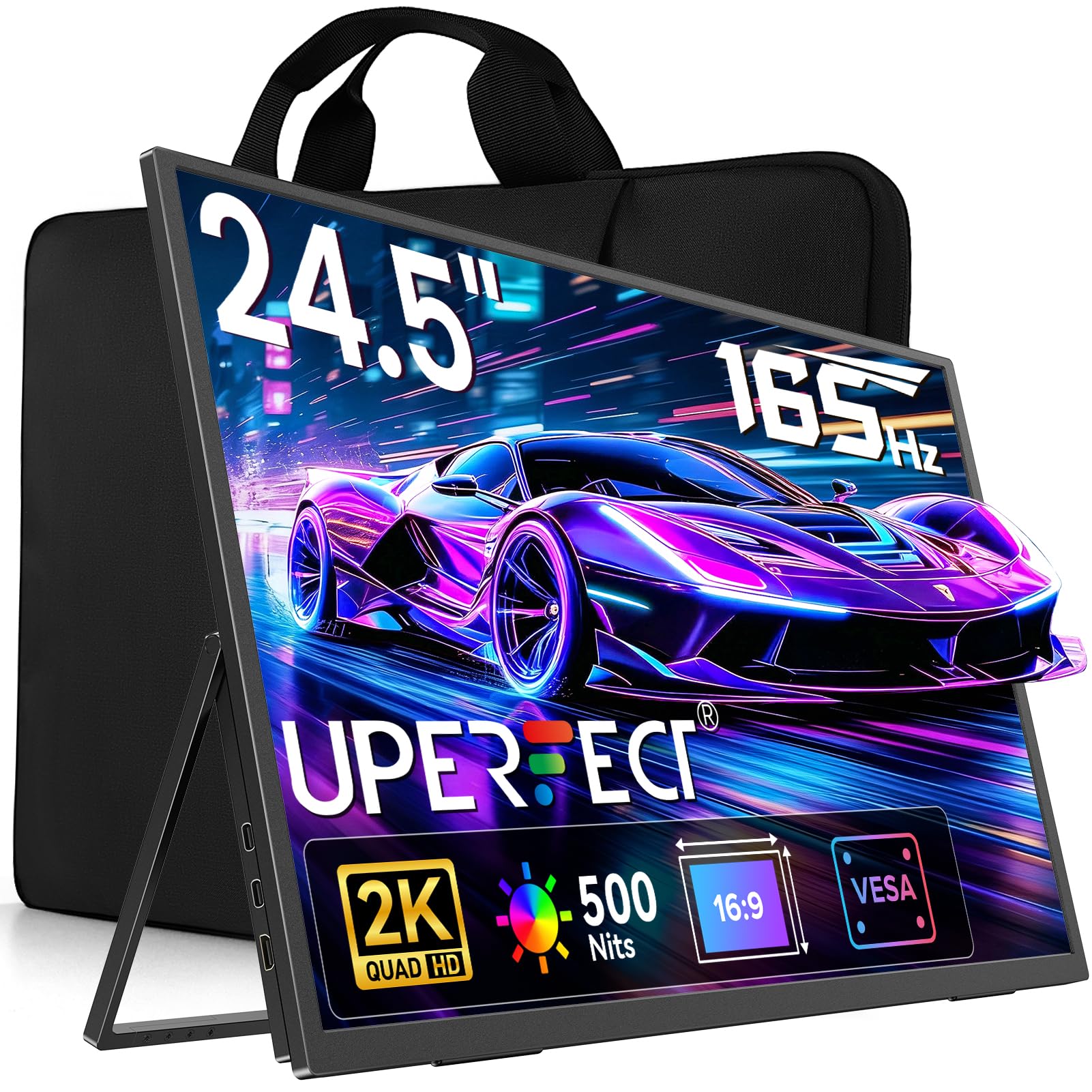 UPERFECT 24.5 Zoll 2K 165Hz QLED Portable Monitor, QHD 500 Nits 125% sRGB