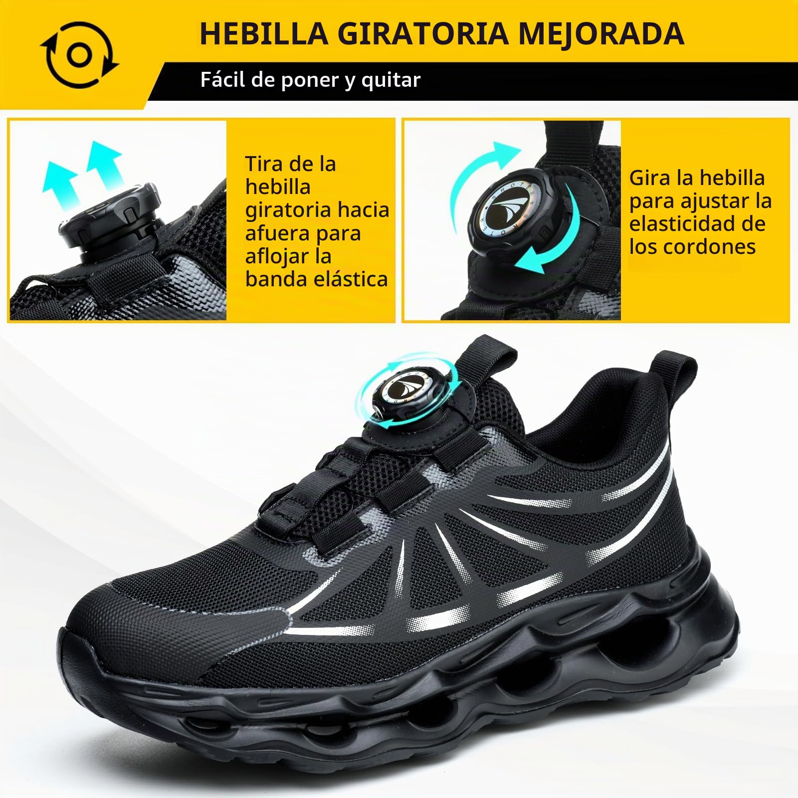 RASEARY Zapatos de Seguridad para Hombre Mujer Ligero Zapatos de Trabajo con Punta de Acero Antideslizantes Zapatillas Trabajo Transpirables Comodo Calzado