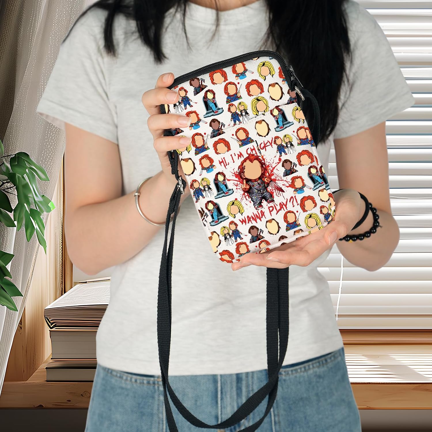 WZMPA Killer Doll Bride Fans Crossbody Bag Horror Gift Wanna Play Don't Call Me Sweetie Shoulder Bag Evil Doll Merchandise - Image 2