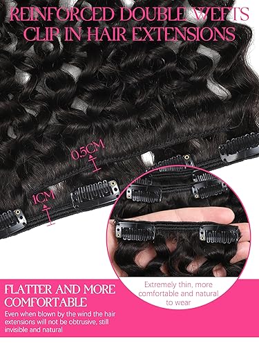 Miniatura 4 de Extensiones de cabello humano con clip, extensiones de cabello humano rizado Jerry 3B 3C, extensiones de cabello real con clip, para mujeres negras,