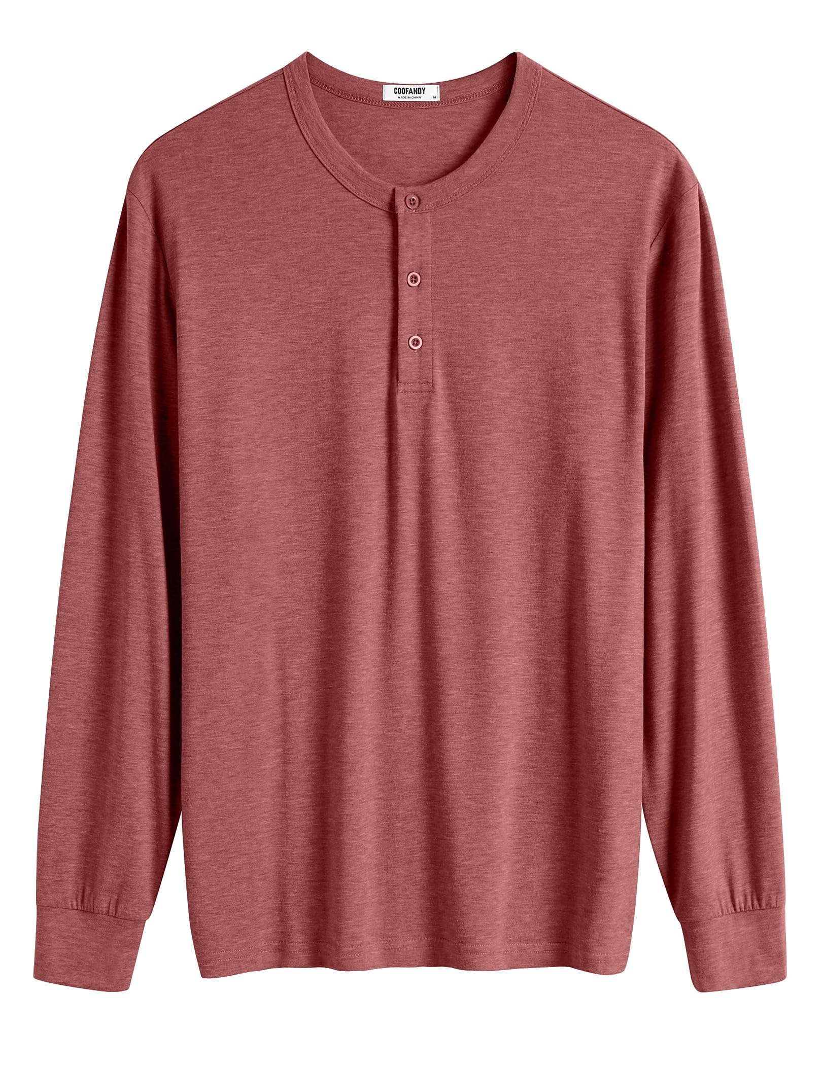 COOFANDY Henley, maglietta da uomo a maniche lunghe, casual, leggera, morbida, elasticizzata, basic