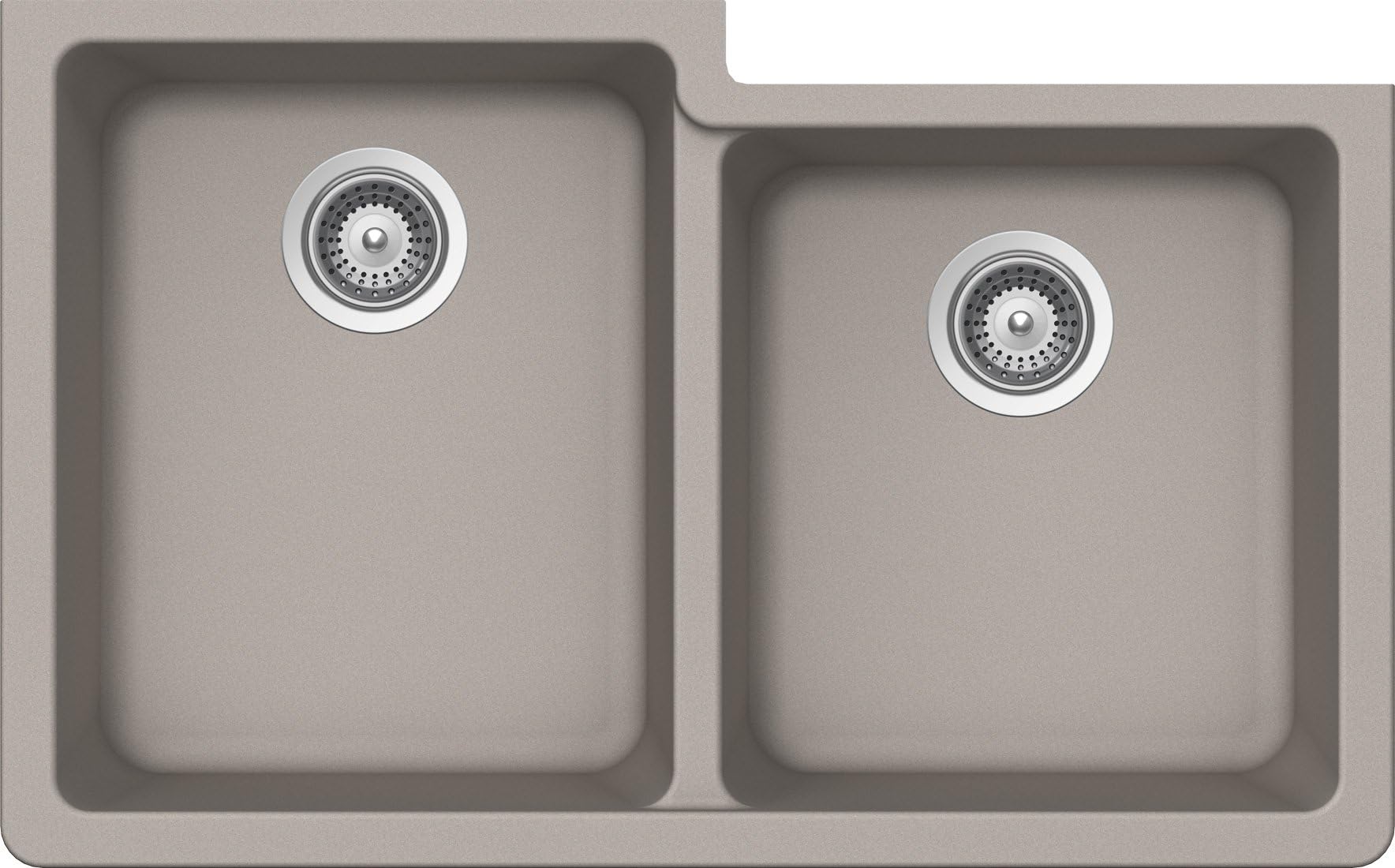 SCHOCK ALIN175YU042 ALIVE Series CRISTALITE 60/40 Undermount Double Bowl Kitchen Sink, Concrete