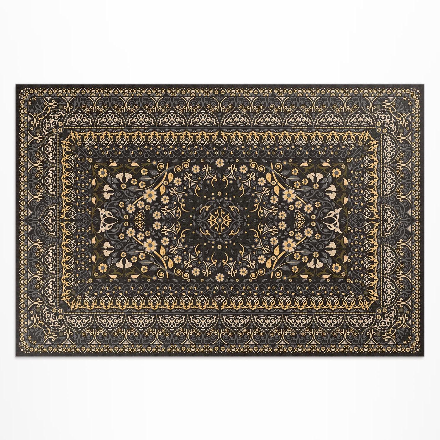 Tapis d'extérieur 140x210 cm en PVC rectangulaire étanche à motif végétal