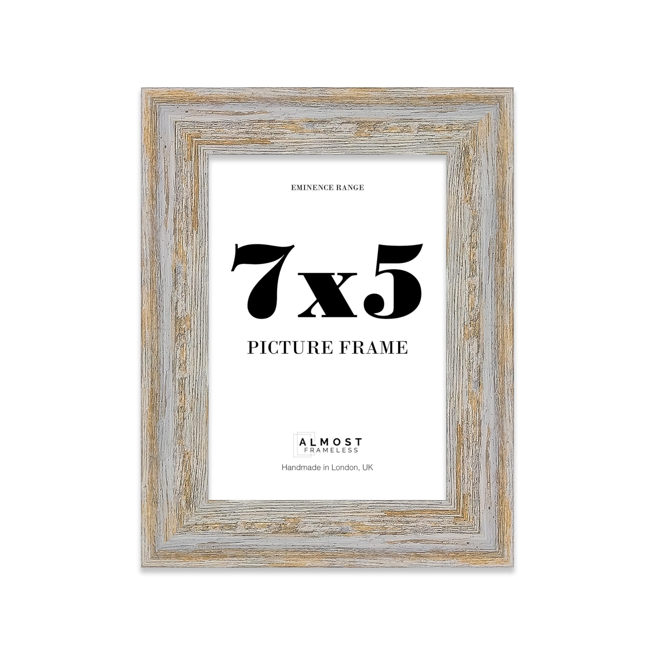 7x5" Walnut Woodgrain Picture Frame - Rustic Wood Industrial Effect Photo Frame for Wall Display, Ideal for Posters, Prints & Home Décor, Wall Hooks and Kickstand, 32mm Edge - 1 Pack