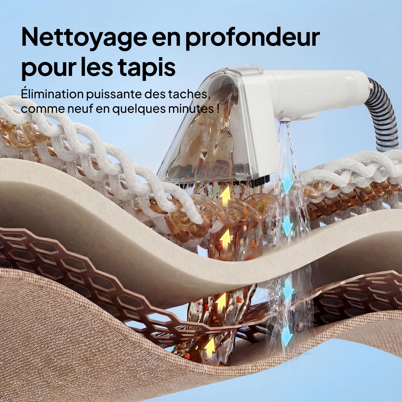 Livatro Shampouineuse Nettoyeur Canapé Tissu, 600W 16KPa Injecteur Extracteur, Fonction Autonettoyante, Réservoir 2,3 L, Compact et Portable, Shampouineuse Canape pour Tapis, Moquettes, Meubles, Auto