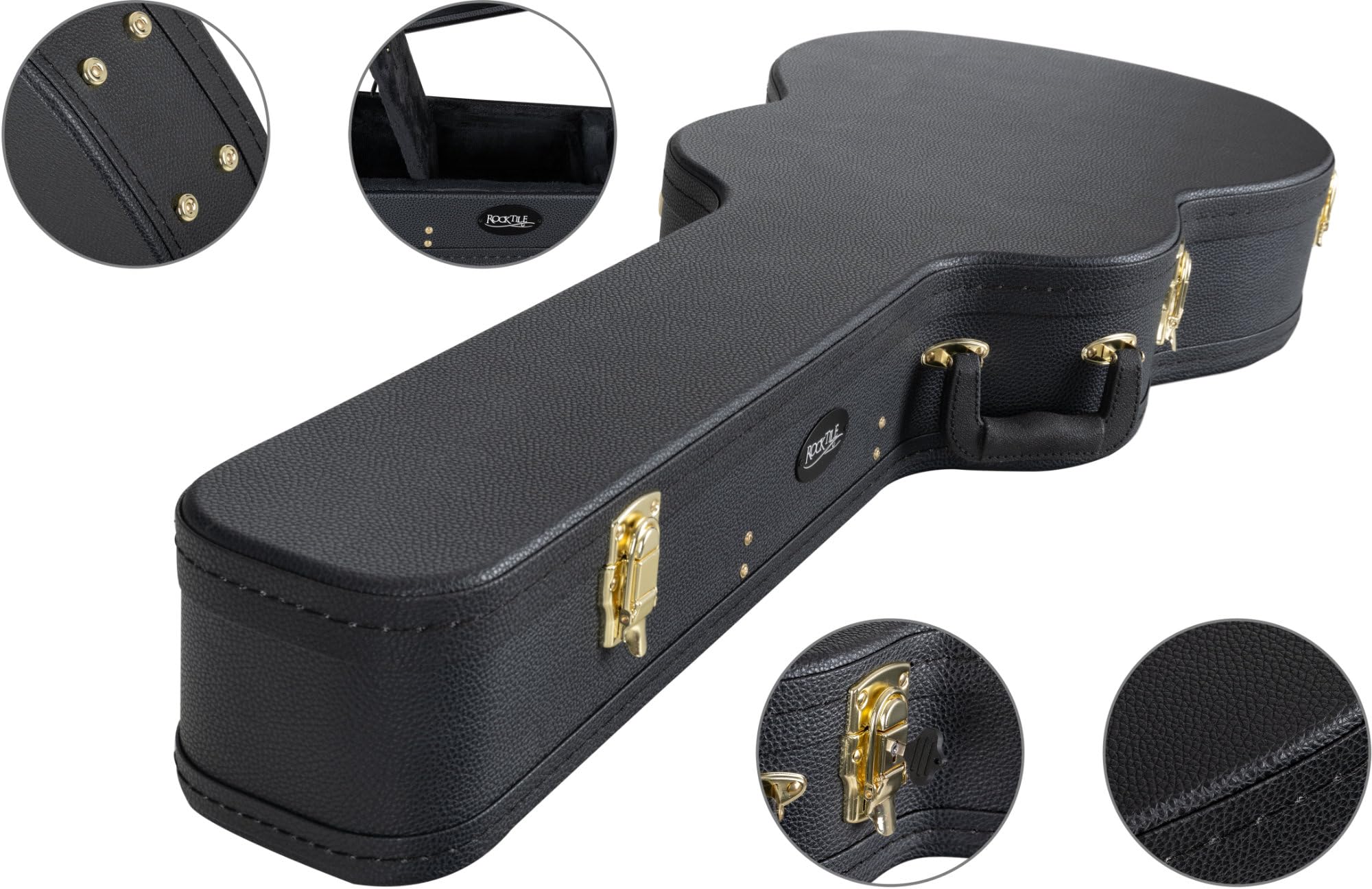 ROCKTILE Koffer für Klassik-Gitarre - Robuster Hartschalen-Formkoffer im klassischen Look