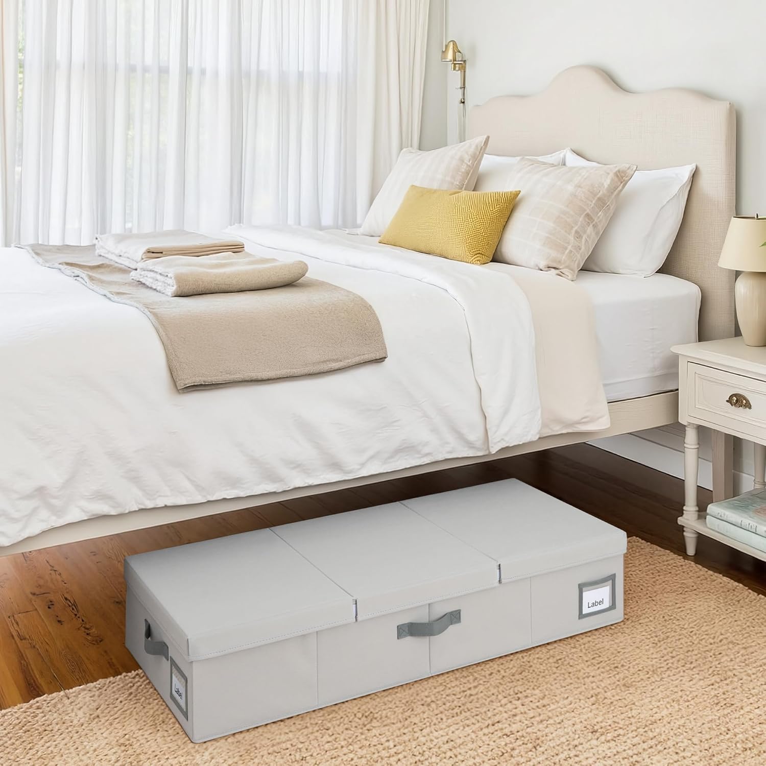 GRANNY SAYS 2 Pack Large Under Bed Storage, Underbed Organizer with Flid-Top Lid for Bedroom, Grey Clothing Storage Bins for Blankets, Clothes, Shoes