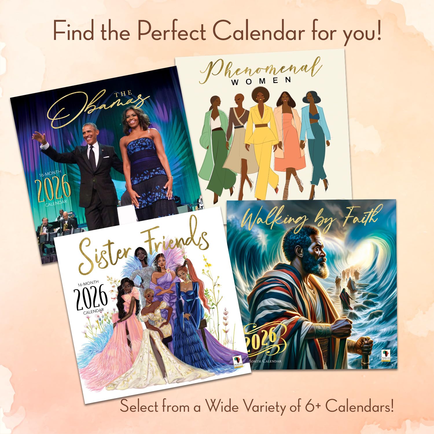 African American Expressions Calendarios de pared 2026 – Calendarios mensuales que celebran la cultura negra y la historia – Calendario colgante de 12 x 12 pulgadas – 16 meses (mujeres fenomenales)