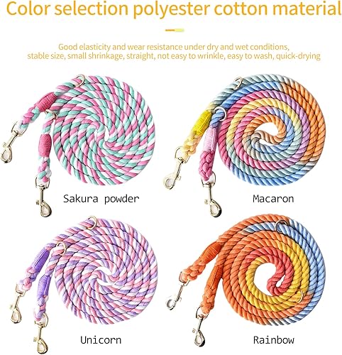 Miniatura 6 de Tesitehi Correa de perro de cuerda manos libres de 7.5 pies con gancho giratorio doble ajustable para perros pequeños, medianos y grandes, correr,