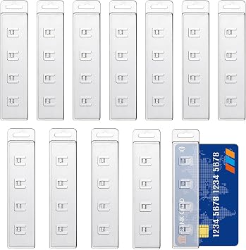 12 Pcs Swipe Badge Holder ID Holder Rigid Vertical Half Card Swipe Card Holder, Transparent Half Card ID Badge Holders, Easy Swiping Access to Magnetic Strips on POS IDs & Credit Cards