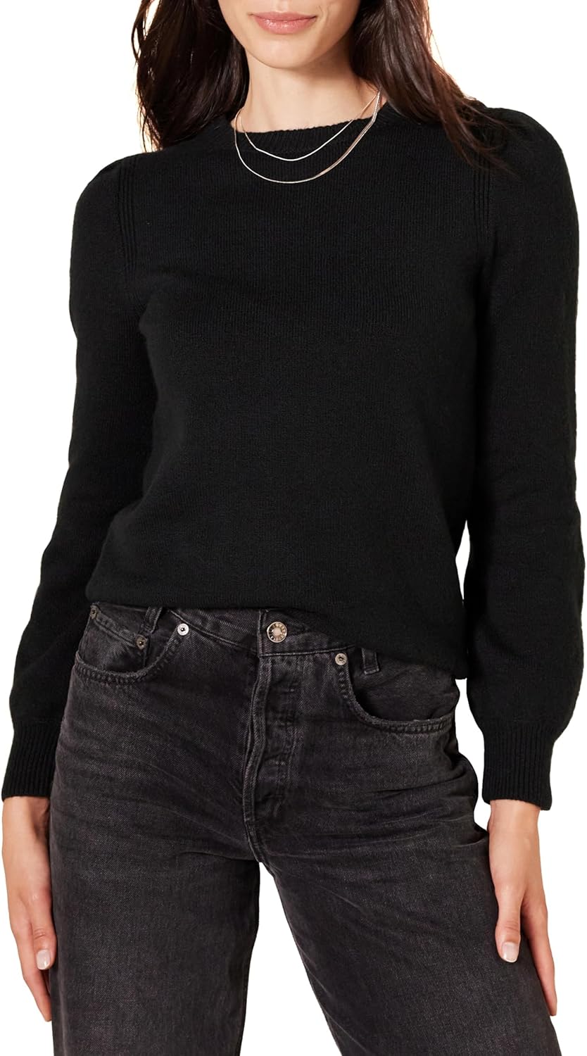 Amazon Essentials Women's Soft Touch Pleated Shoulder Crewneck Sweater