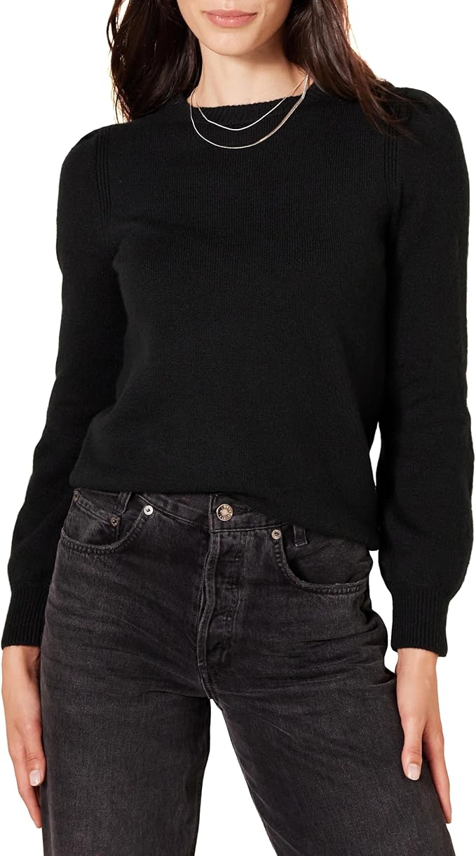 Amazon Essentials Women's Soft Touch Pleated Shoulder Crewneck Sweater
