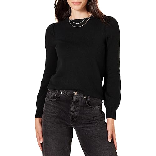 Amazon Essentials Women's Soft Touch Pleated Shoulder Crewneck Sweater
