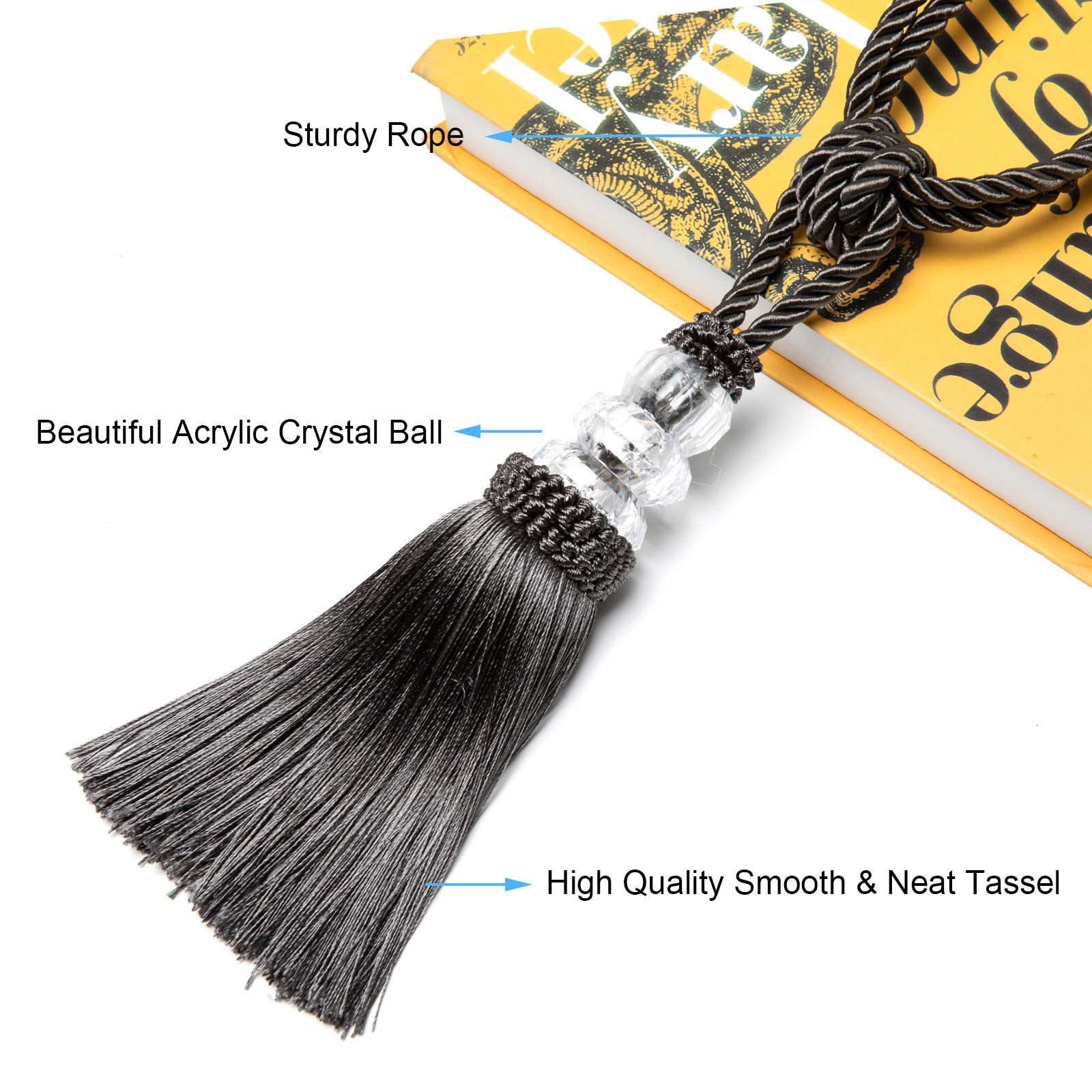 Paire D'embrasses Rideaux Pompons Faits Main – Style Européen Élégant, 9 Couleurs Au Choix (Jaune, Violet, Gris…)