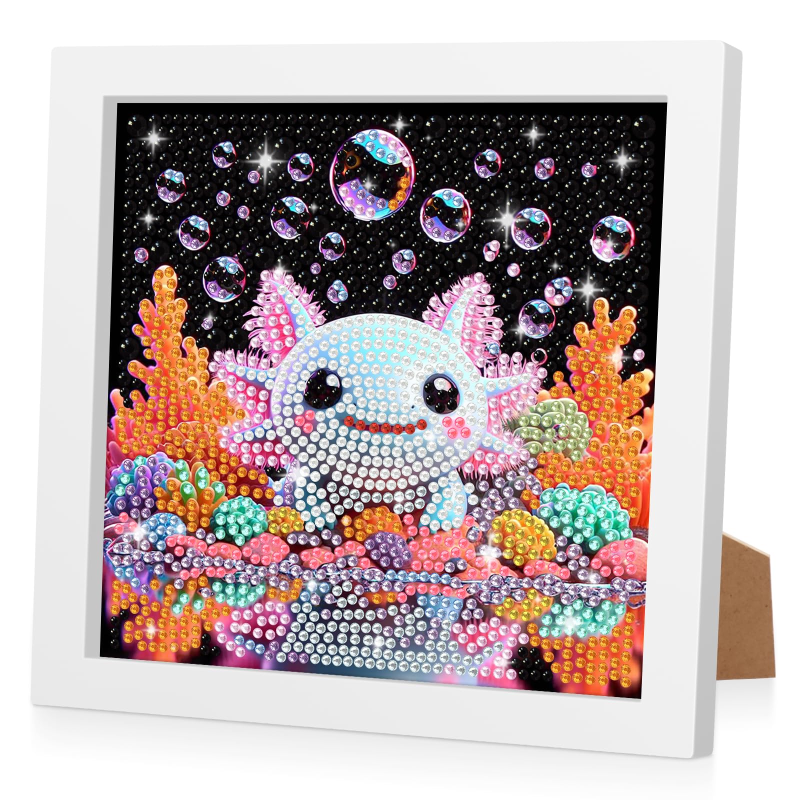 RICUVED Animal Cute Diamond Painting for Kids,Umbrella Diamond Art Kits with Frame, Full Drill Diamond Painting Animal Art Crafts Easy Kits for Girls Boys 7x7 in