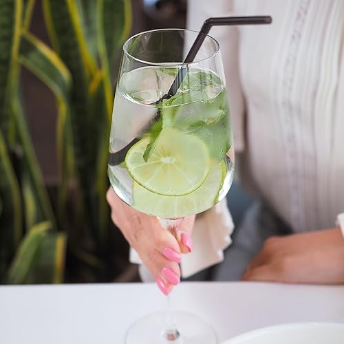 Miniatura 8 de FOREVERIE Pajitas flexibles de plástico para beber, diámetro 0.236 in, longitud 8.3 in, 100 unidades, negro, estándar largo