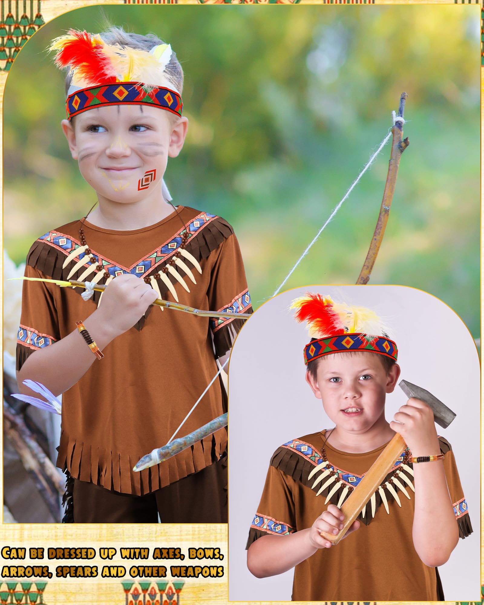 Liitrsh Costume indien 6 pièces pour enfants - Costume indien pour garçons et filles
