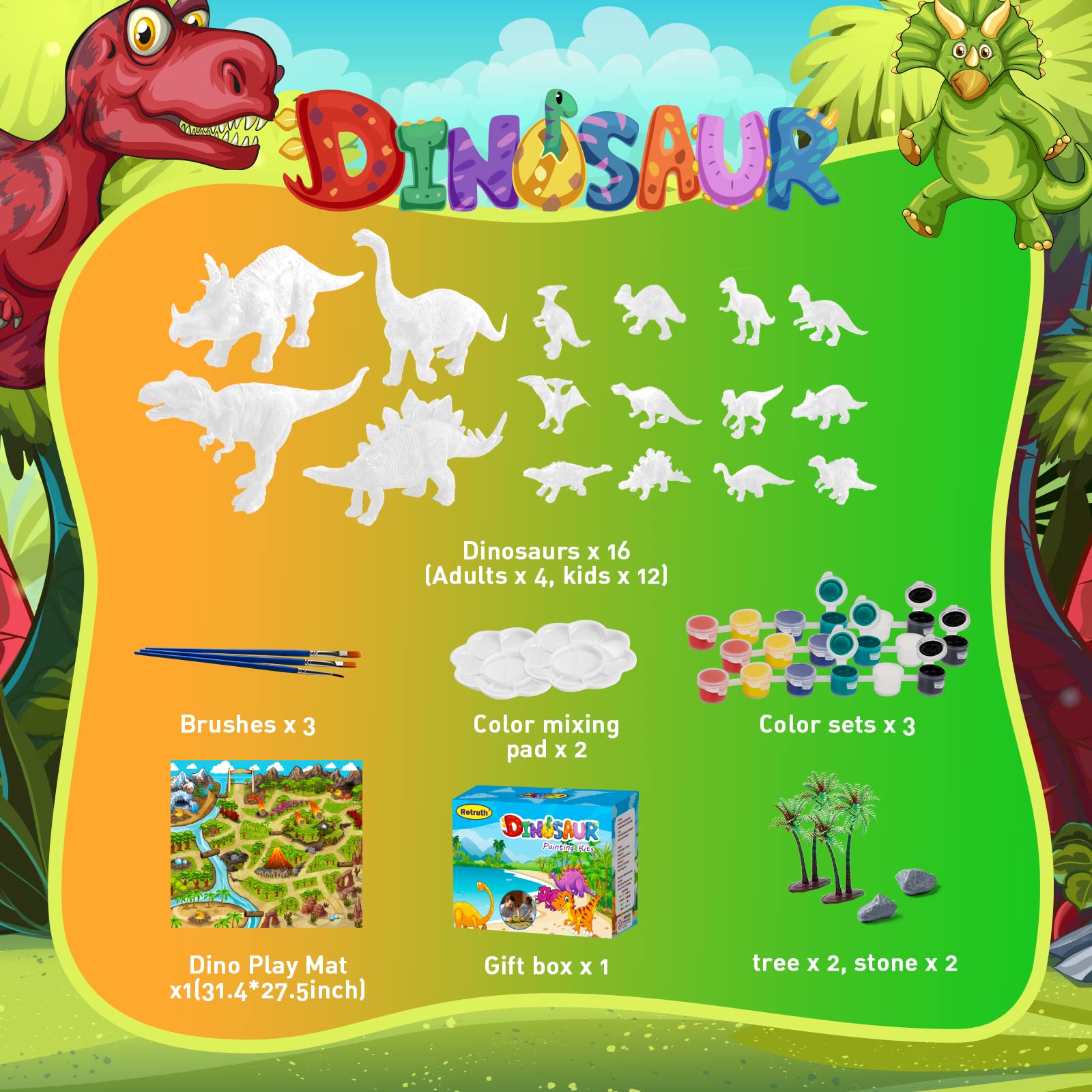Dinosaur Arts and Crafts for Kids Age 48, Dinosaur Painting Toys Kit