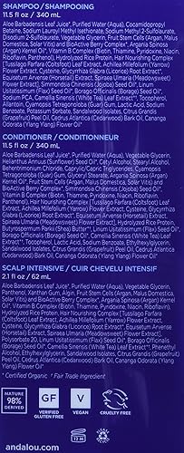 Miniatura 11 de Andalou Naturals Sistema de tratamiento de adelgazamiento del cabello que desafía la edad, kit de 3 piezas